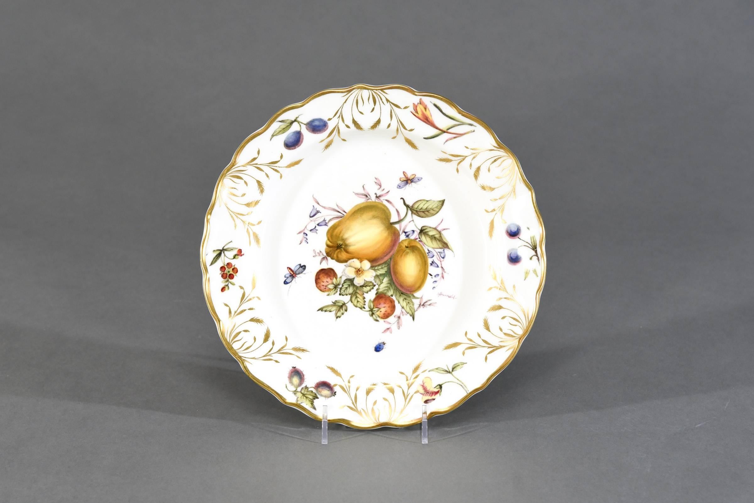Mid-20th Century 12 Royal Worcester Hand-Painted Dessert Plates with Fruit Artist Signed Hummel For Sale