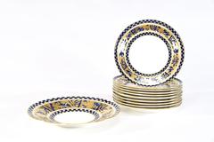 11 Coalport Cobalt Blue & Gold Aesthetic Movement Dessert Plates & Serving Dish