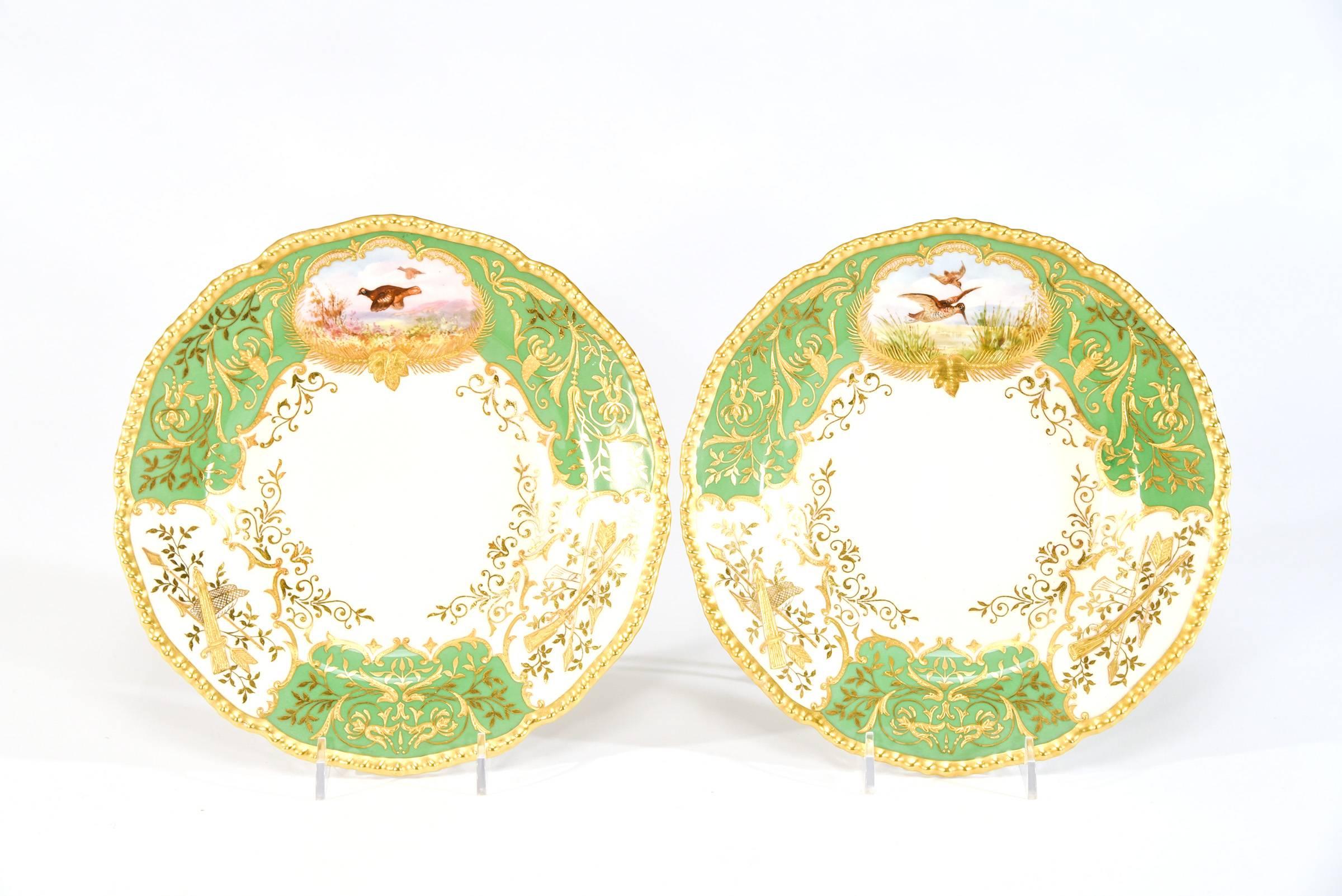 limoges china green and gold