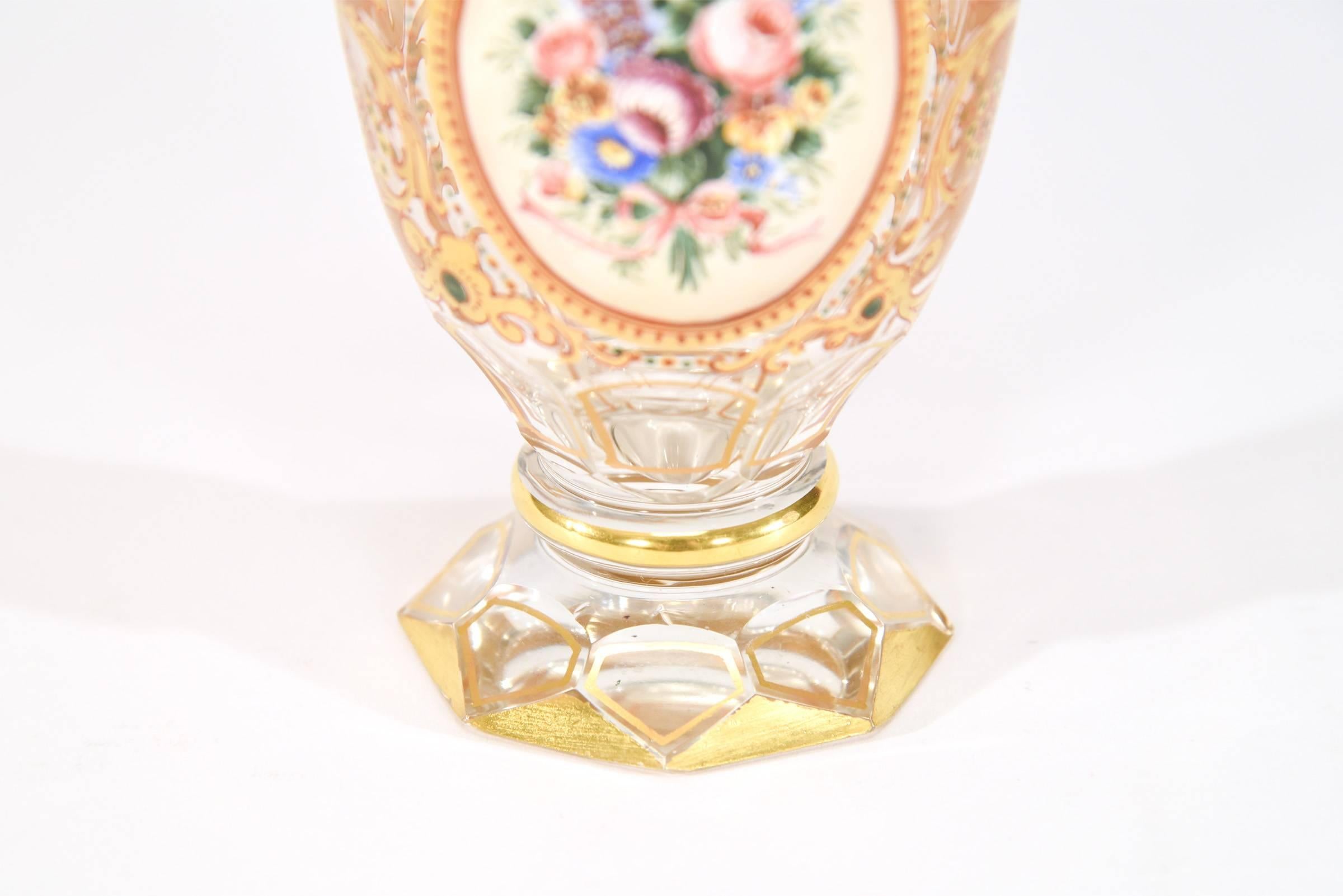 12 19th Century Crystal Tumblers with Polychrome Enamel Reserves Gold In Good Condition For Sale In Great Barrington, MA