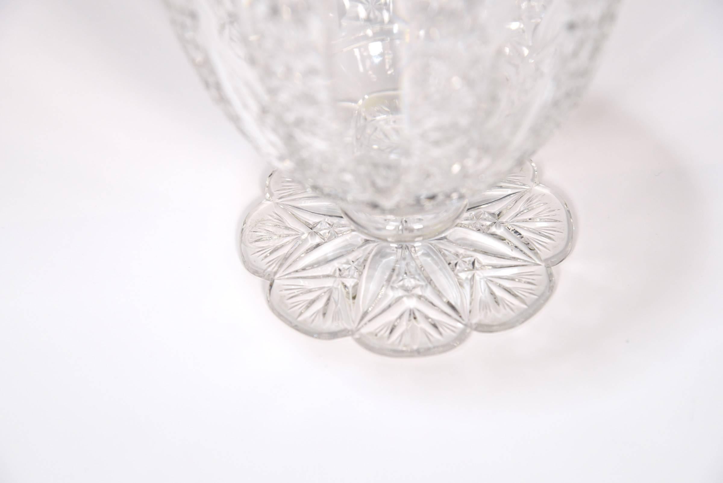 Engraved Baccarat Hand Blown Cut Crystal Petal Foot Decanter Conde Pattern