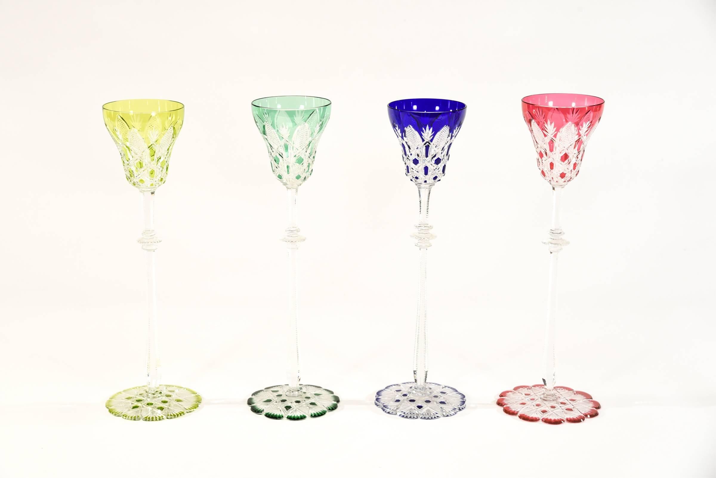 An amazing and rare collection of 12 Baccarat goblets cut to clear in the intricate and complex 