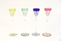 Set of 12 Rare Baccarat Handblown Crystal Czar Tsar Goblets in Four Colors