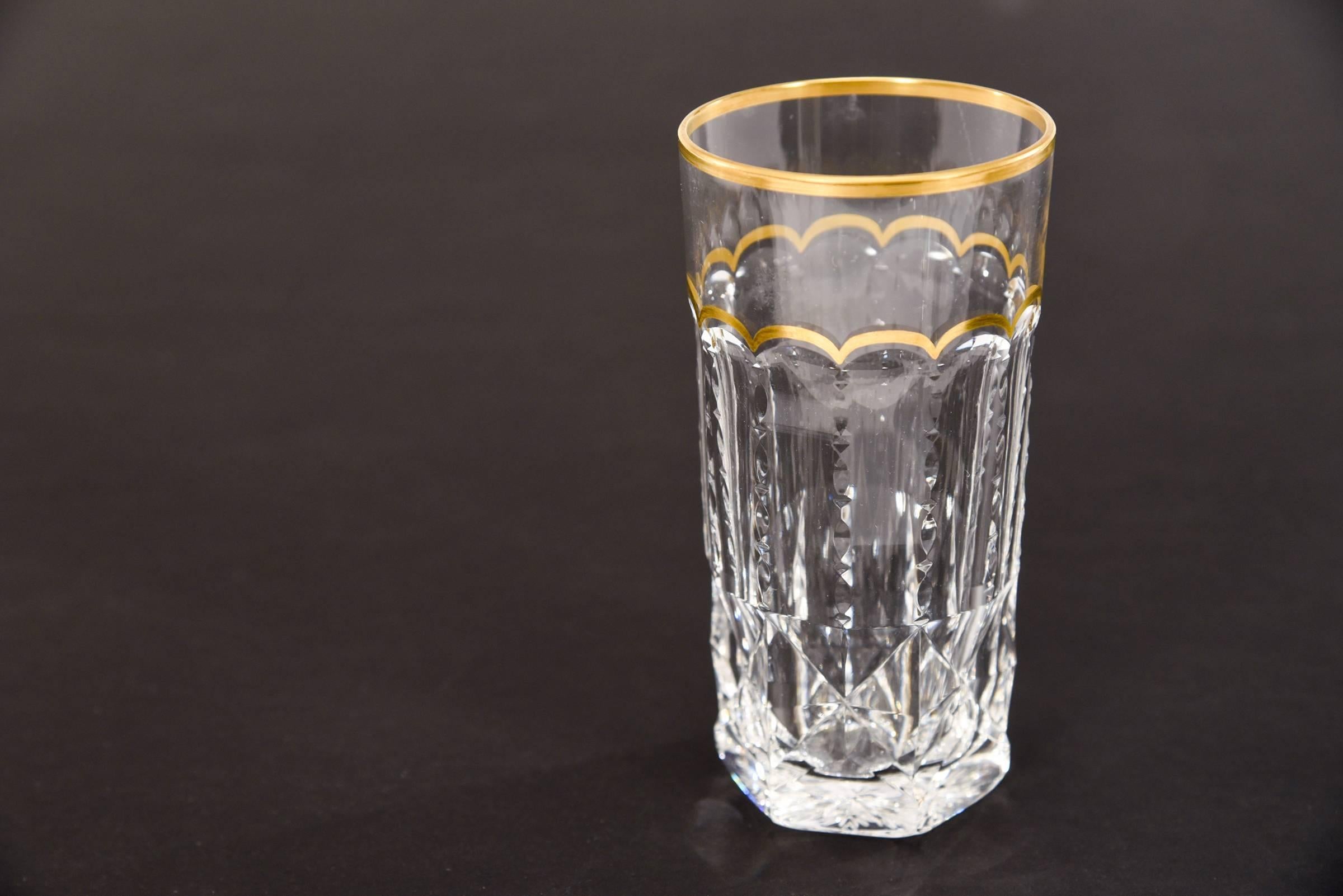 Set of 13 St. Louis Crystal Excellence Pattern Waters Tumblers Highballs In Excellent Condition In Great Barrington, MA