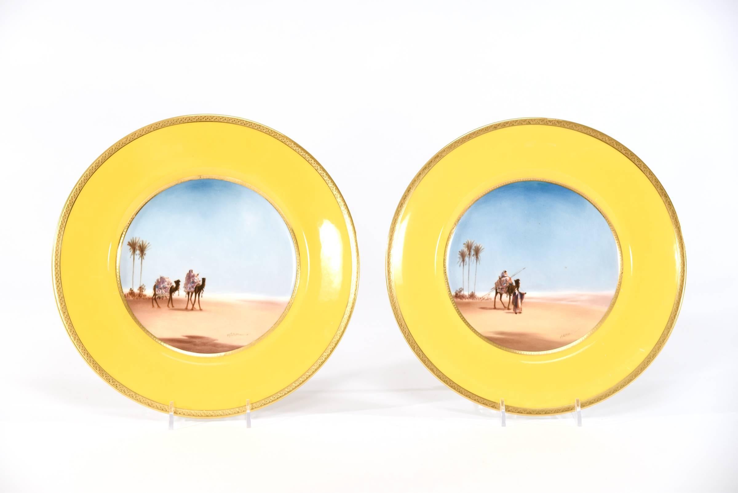 English 12 Royal Doulton Hand Painted Plates Signed H. Allen Desert Scenes with Camels