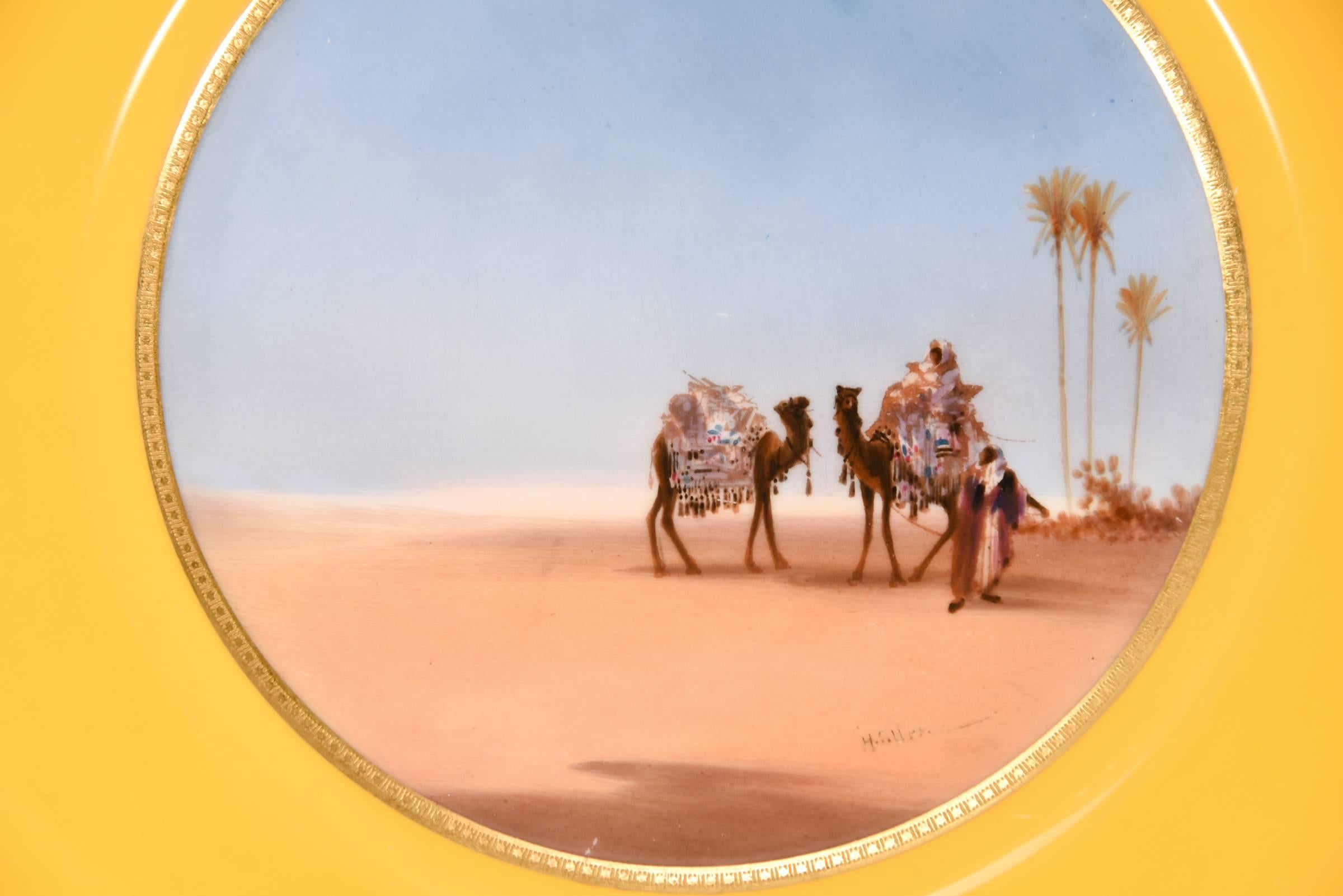 Early 20th Century 12 Royal Doulton Hand Painted Plates Signed H. Allen Desert Scenes with Camels