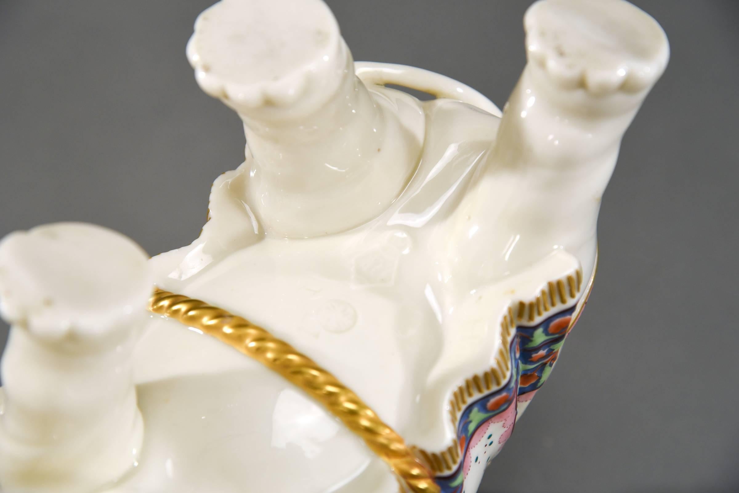 Worcester Porcelain Figural Elephant Vase Hand-Painted Enamel Decoration 1