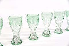 Set of 10 Webb Apple Green Wheel Cut to Clear Crystal Tumblers