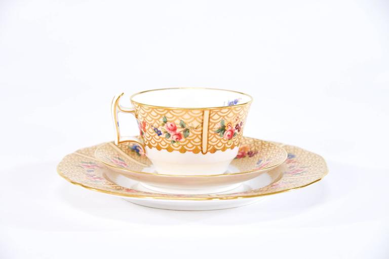Copeland Spode for Tiffany Dessert & Tea Set for 12 Floral Japonesque Service  For Sale 1
