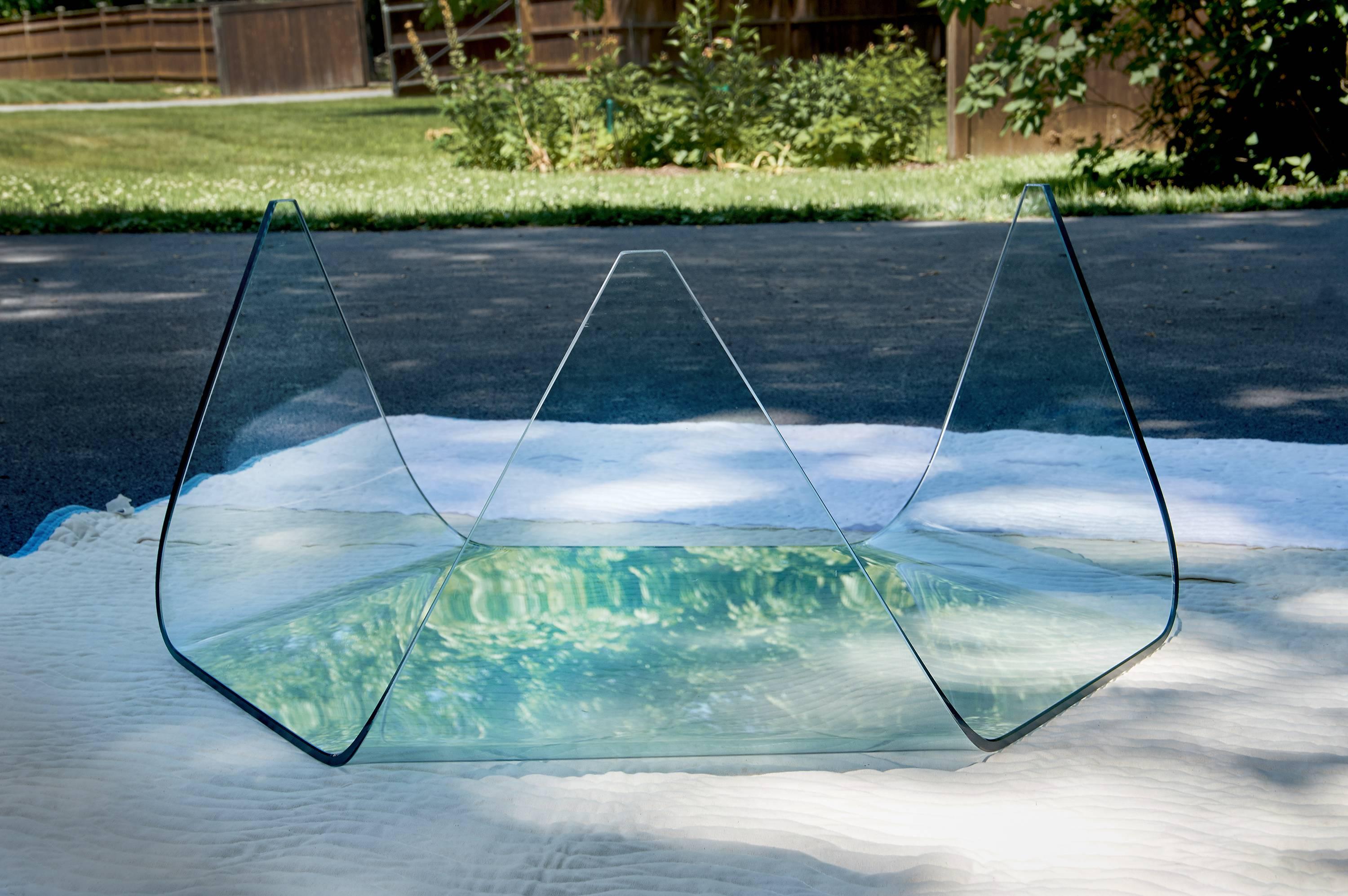 triangular glass coffee table