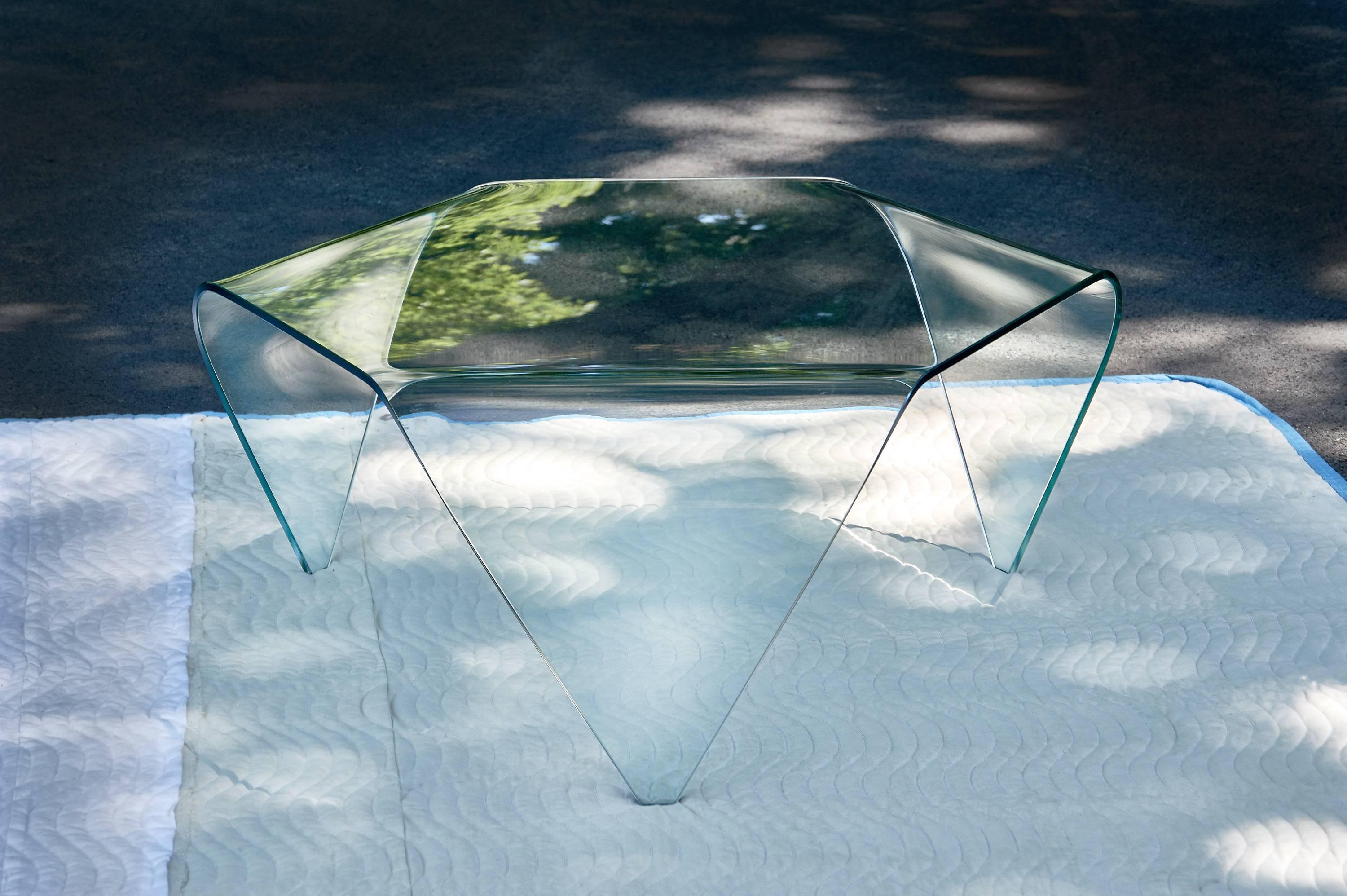 glass triangle coffee table