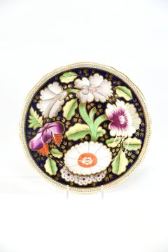 Set of Eight Copeland Spode Floral Polychrome Enamel Rimmed Soup Bowls