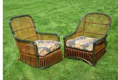 Pair of Stick Wicker Armchairs