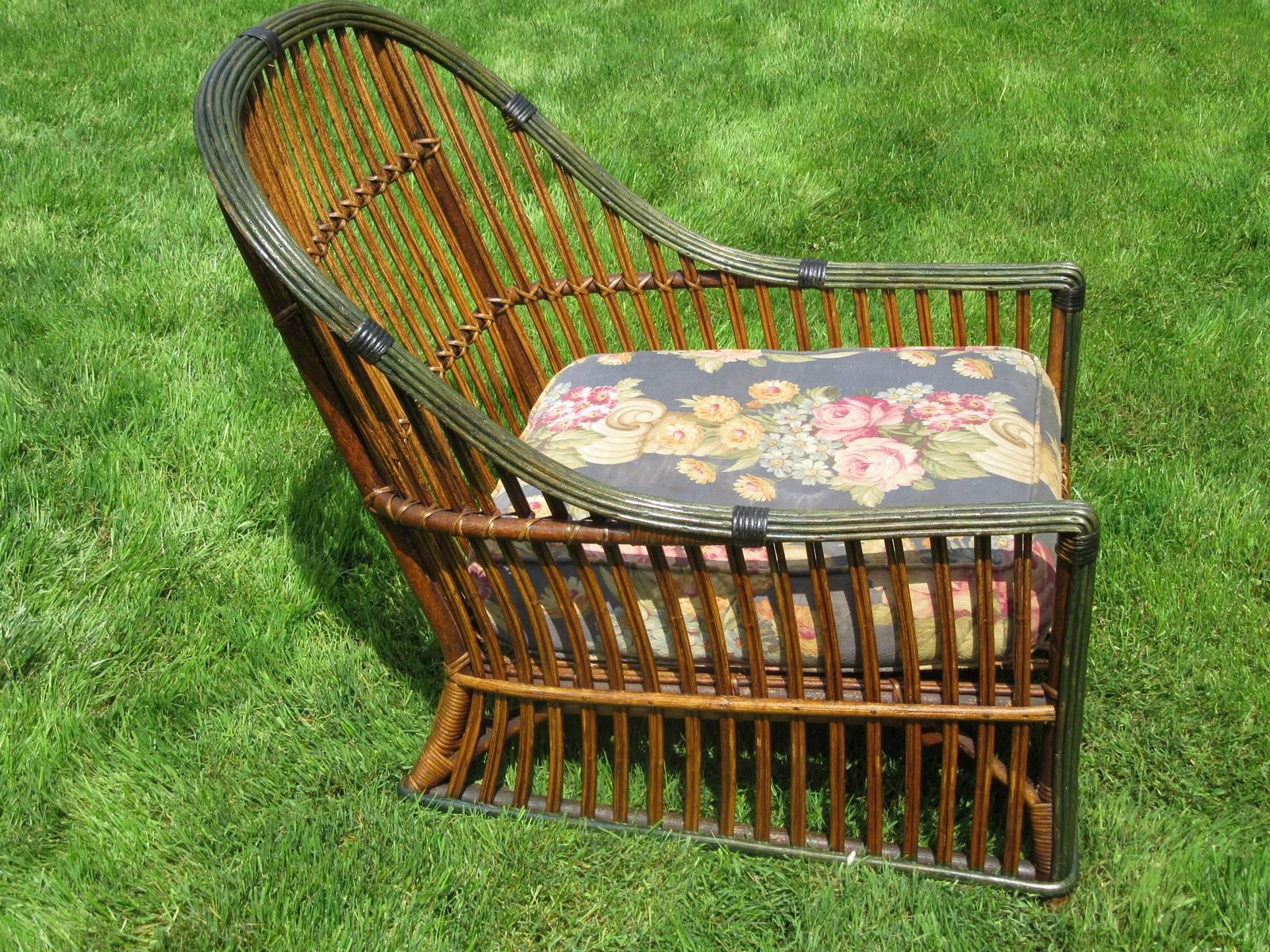 American Pair of Stick Wicker Armchairs For Sale