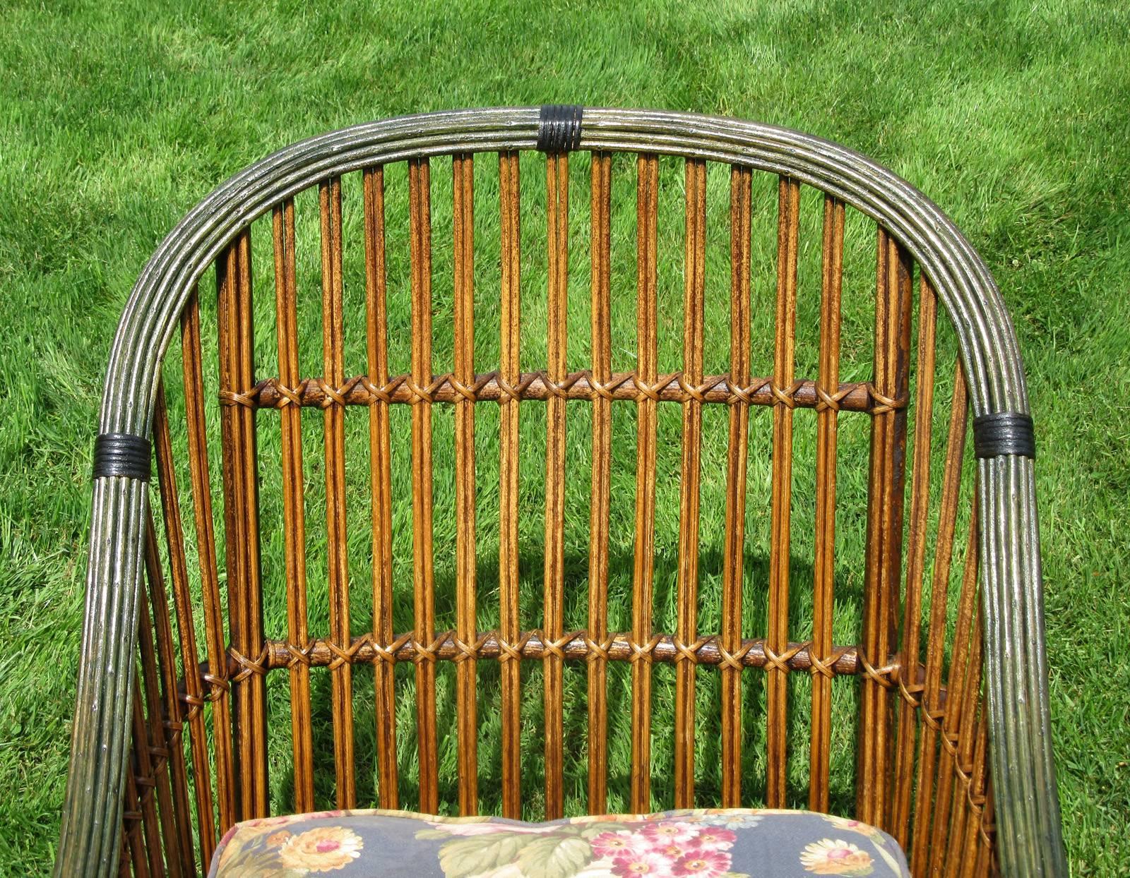 Pair of Stick Wicker Armchairs In Excellent Condition For Sale In Sheffield, MA