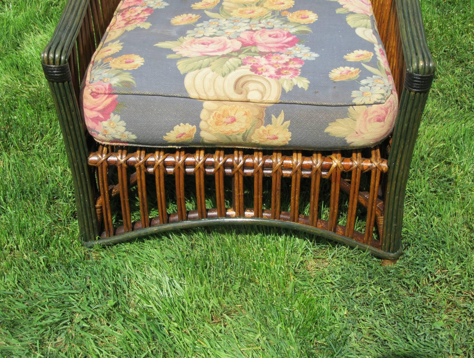 Reed Pair of Stick Wicker Armchairs For Sale