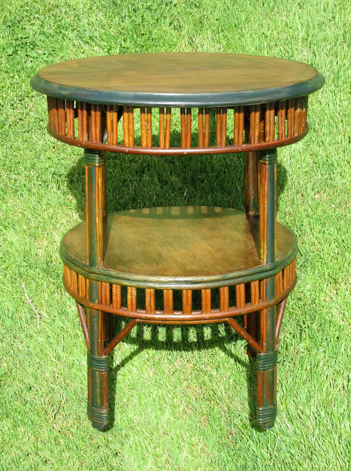 American Stick Wicker End Table For Sale