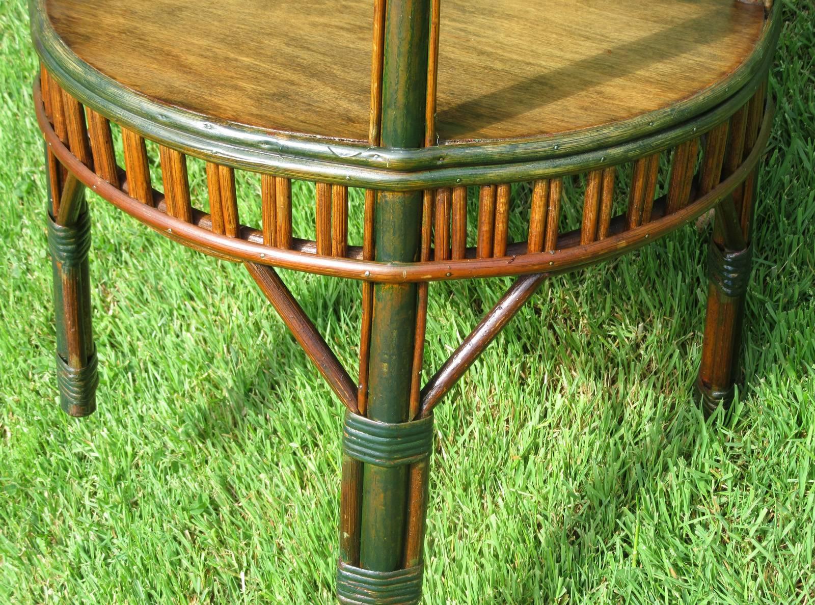 Reed Stick Wicker End Table For Sale