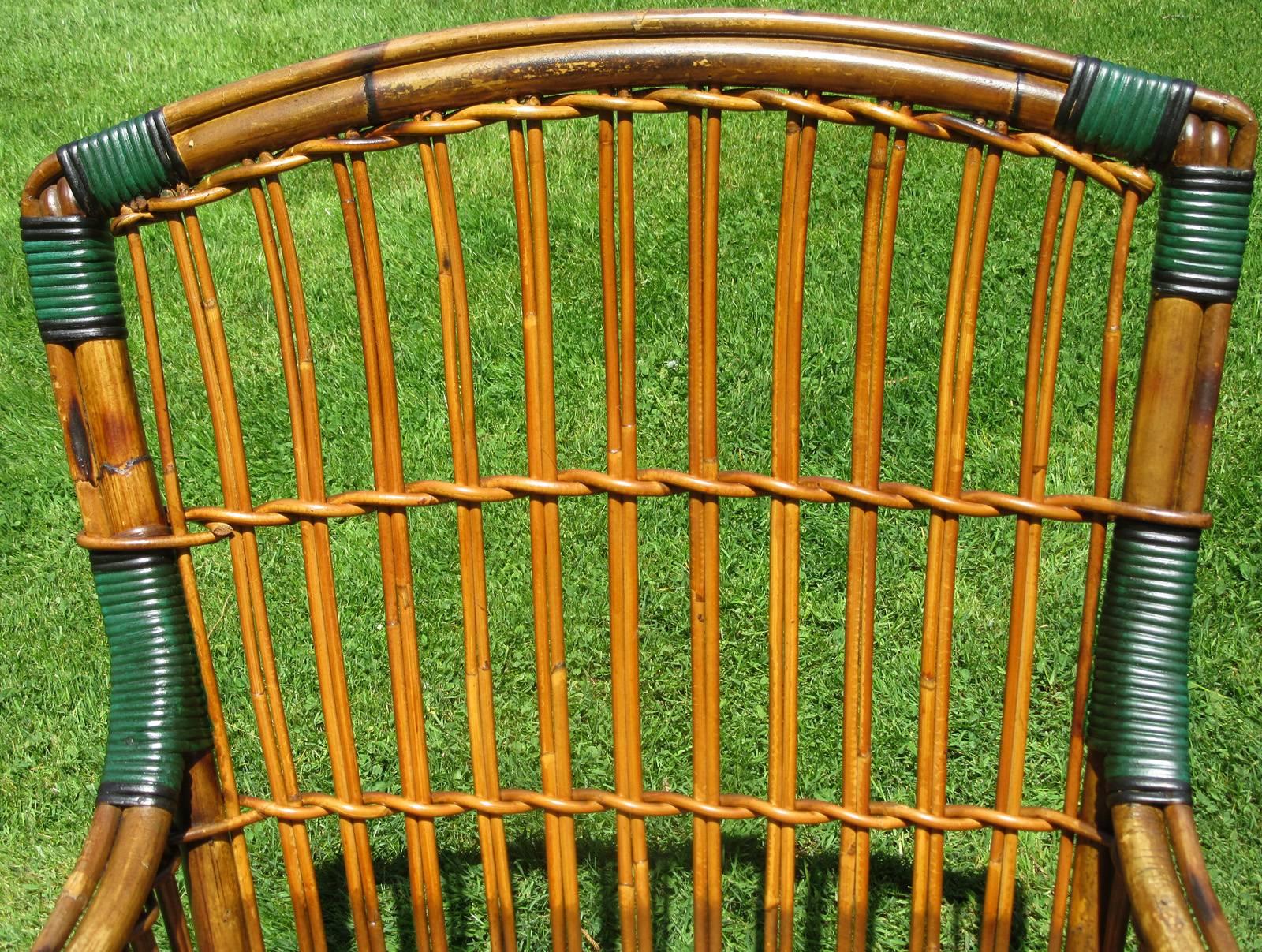 Five-Piece Stick Wicker/Rattan Set In Excellent Condition For Sale In Sheffield, MA