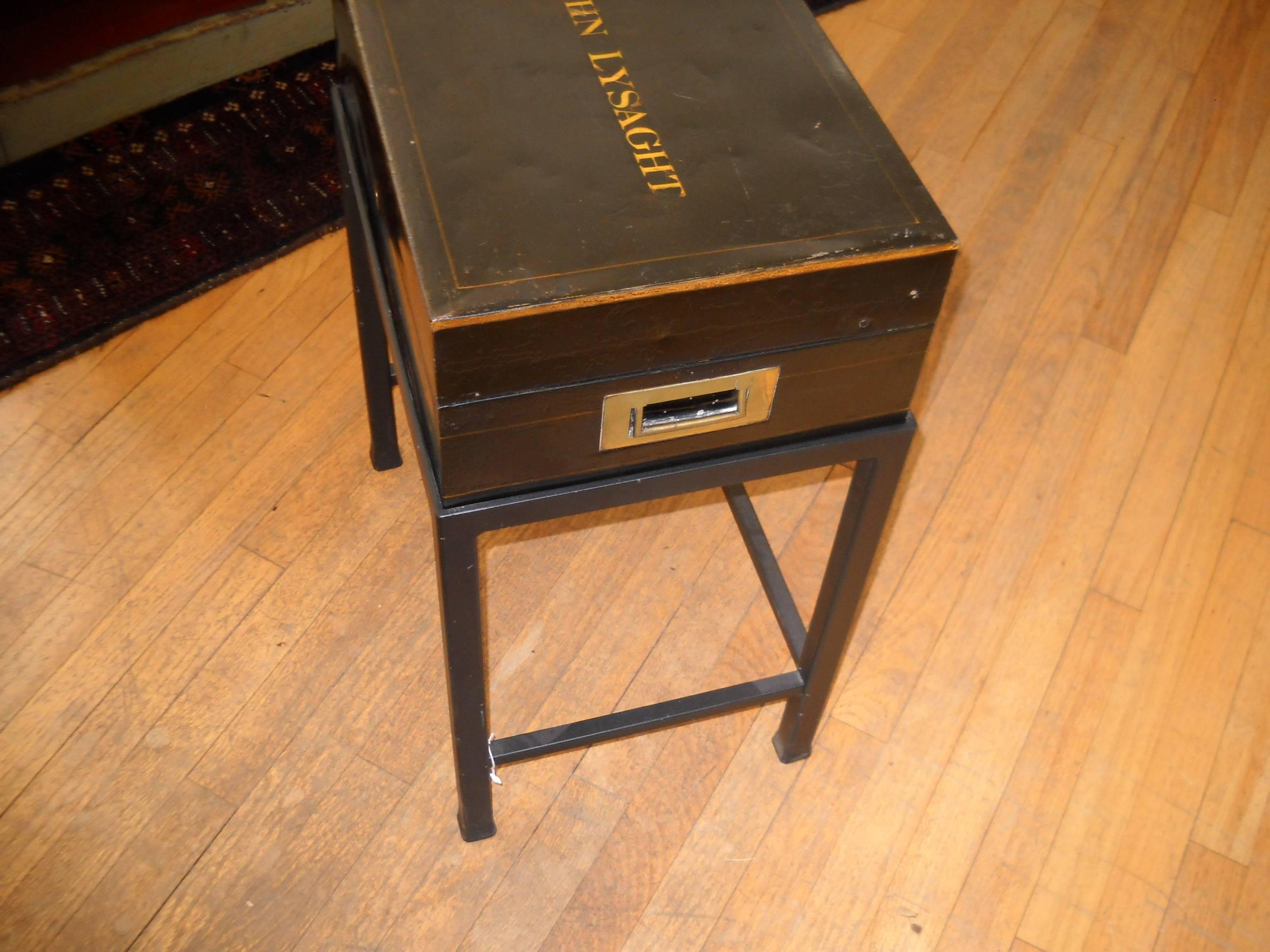 English Deed Box with New Stand In Excellent Condition In Sheffield, MA