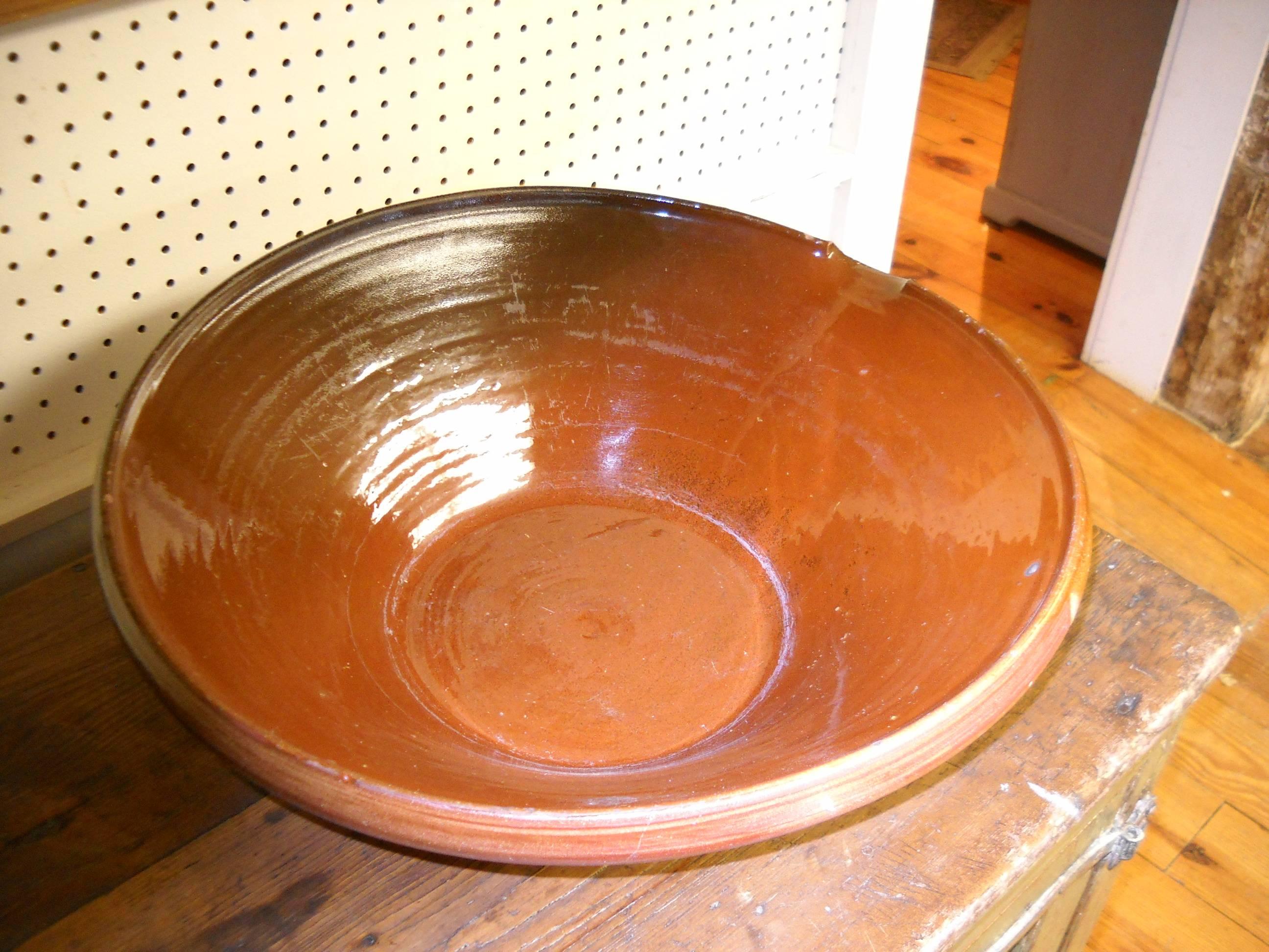 This gorgeous glazed batter bowl is simply the most stunning one we have ever bought. The colors of the outside and inside speak for themselves. How wonderful would this look on your dining or breakfast table? It is in terrific condition and could