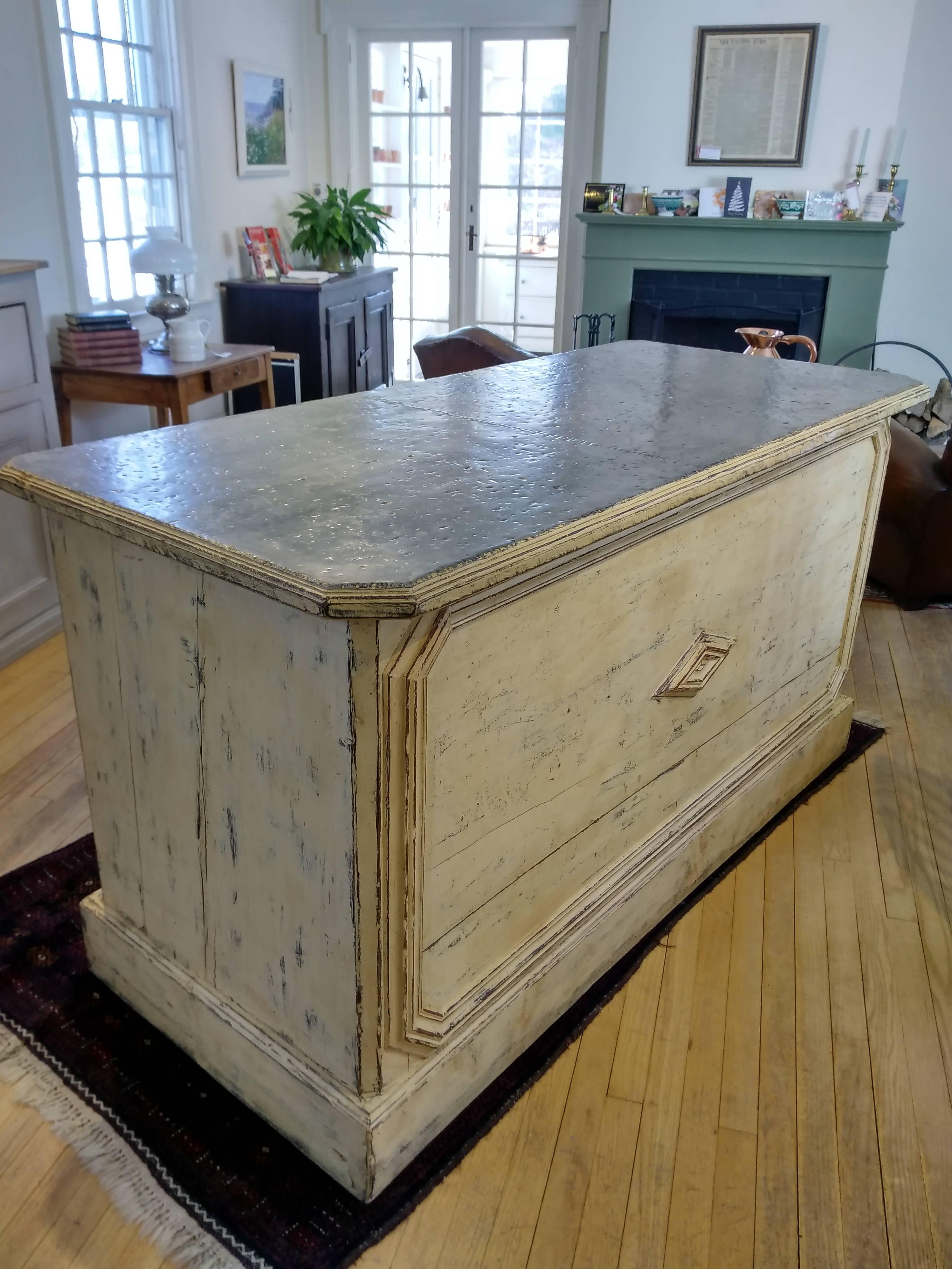 Late 19th Century French Zinc Top Bakery Store Counter