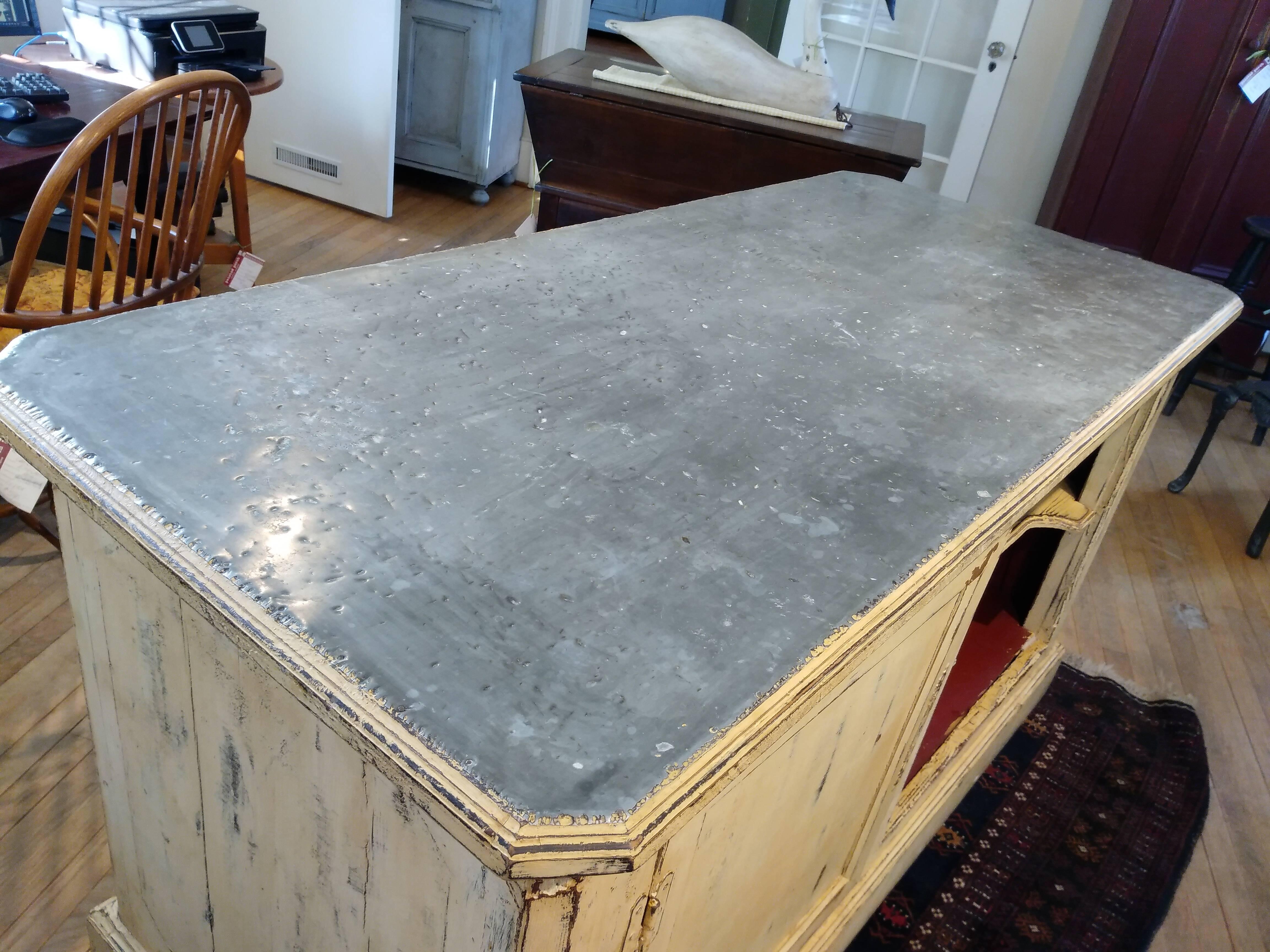 French Zinc Top Bakery Store Counter In Excellent Condition In Sheffield, MA