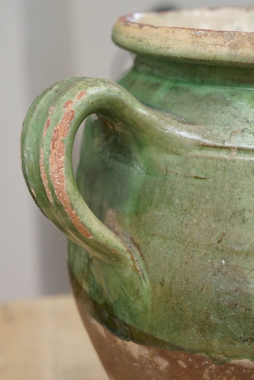 Late 19th Century Green Glazed French Confit Jar