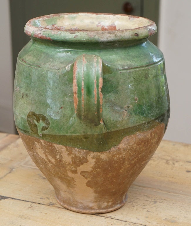 Green Glazed French Confit Jar 1