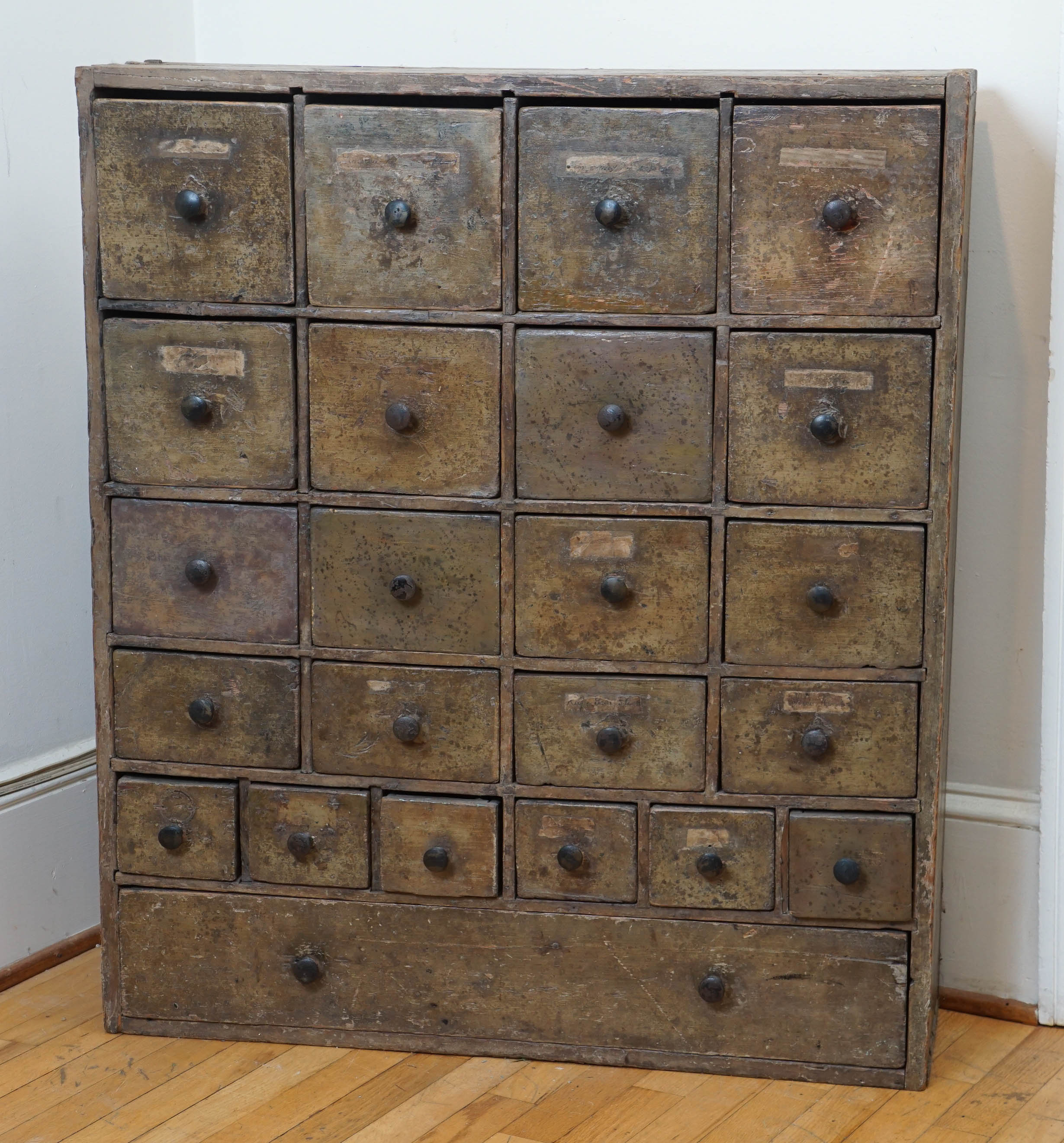 Original Painted 23-Drawer Apothecary