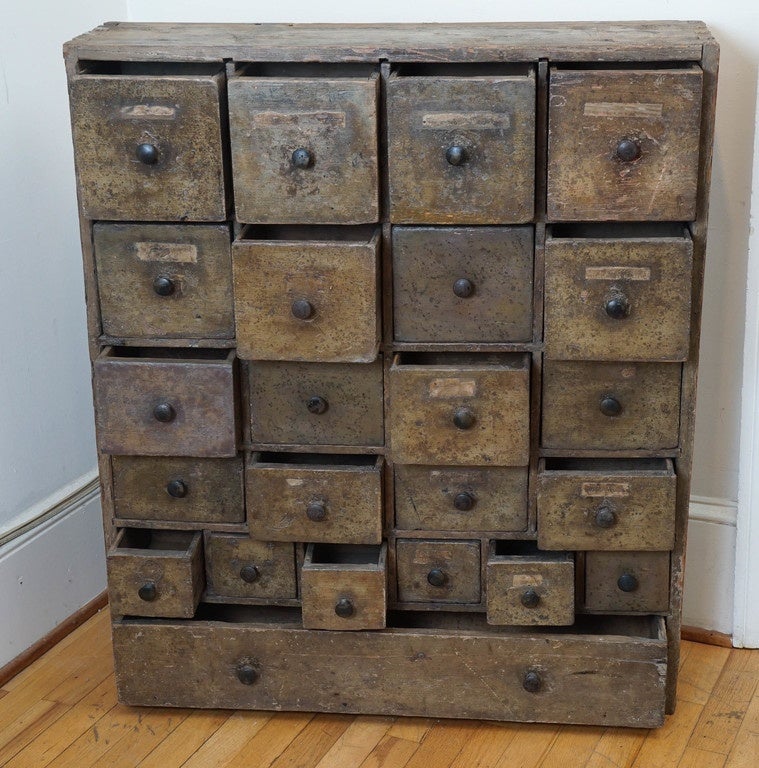 Original Painted 23-Drawer Apothecary In Good Condition In Sheffield, MA