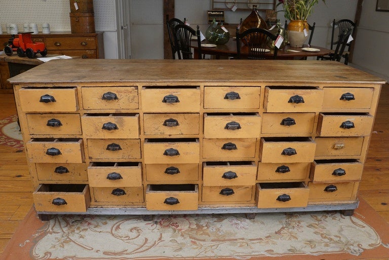 French Hardware Store Counter with Drawers on Both Sides