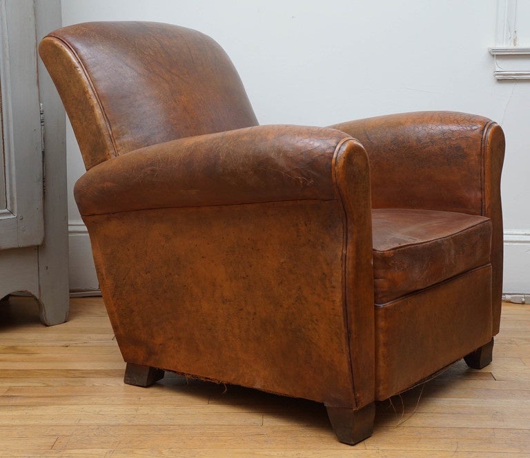 There is no other way to describe this pair of French, circa 1930 leather two than perfect! The wear and condition of the leather is superb. So is the styling and sitting in the two is about as comforting as you could imagine. It is difficult to