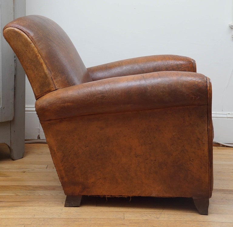 Pair of French Leather Chairs In Excellent Condition In Sheffield, MA