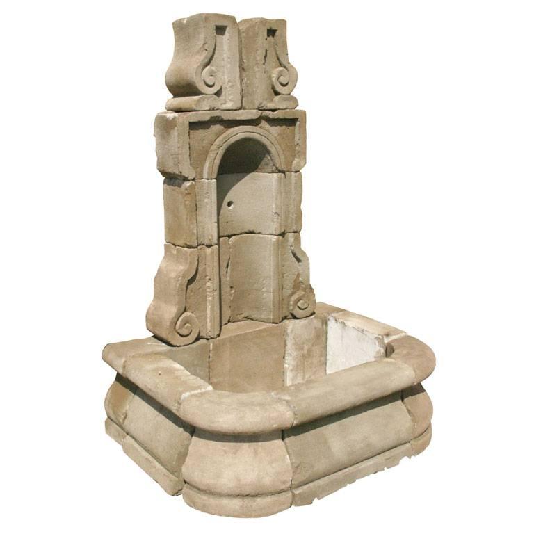 Cast Concrete French Style Wall Fountain For Sale