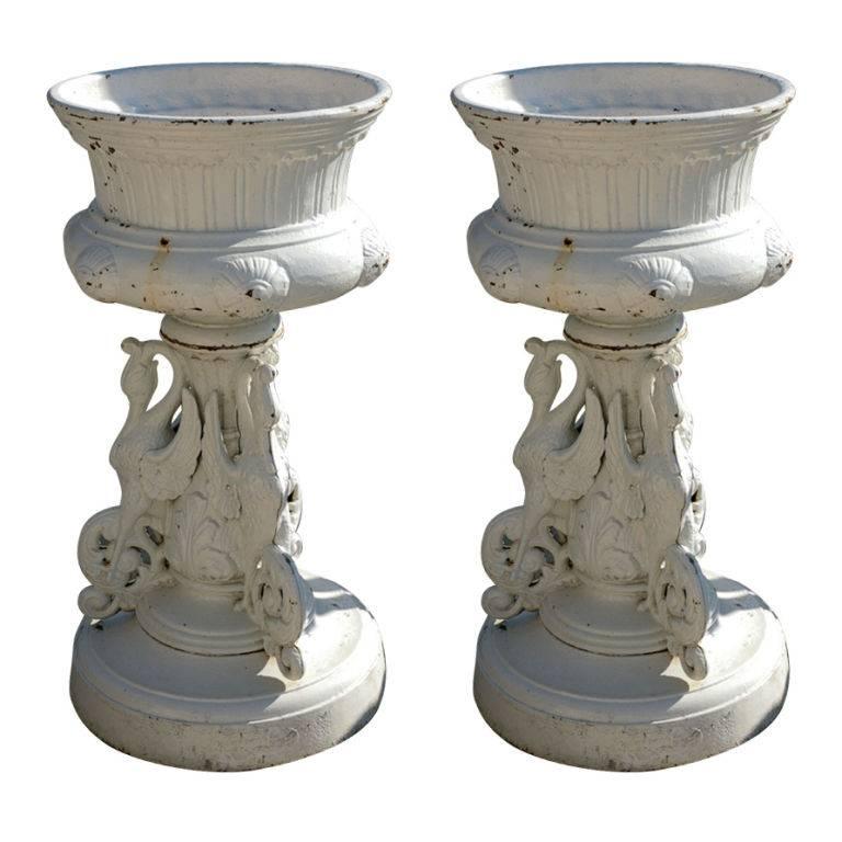 Pair of Victorian Kramer Ohio Garden Urns