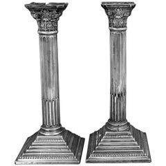 Georgian Corinthian Column Sterling Candlesticks