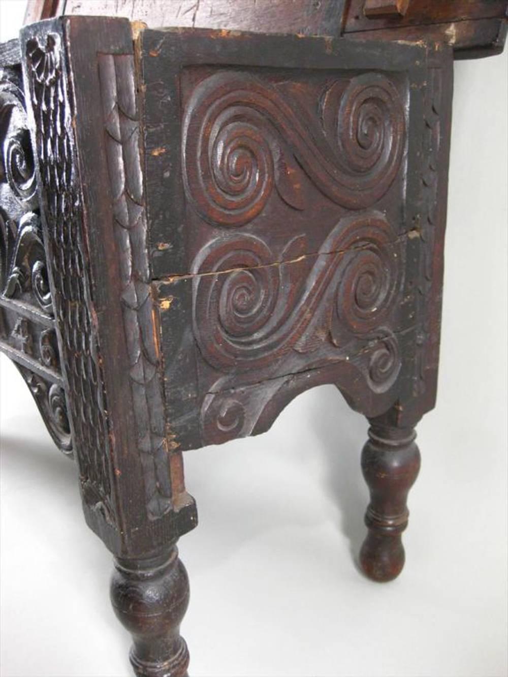 18th Century and Earlier British Provincial Carved Oak Chest