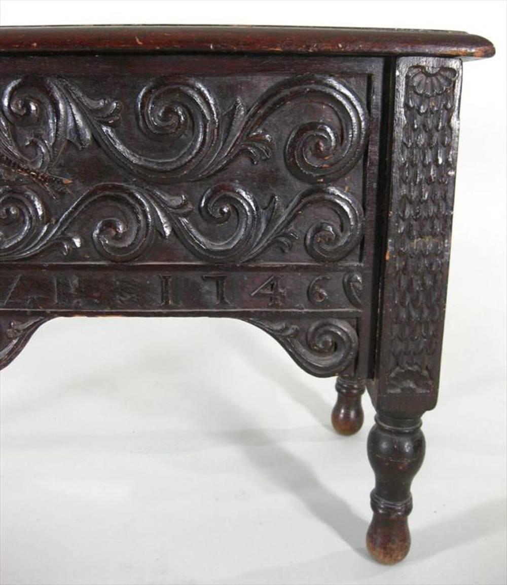 British Provincial Carved Oak Chest In Good Condition In Sheffield, MA
