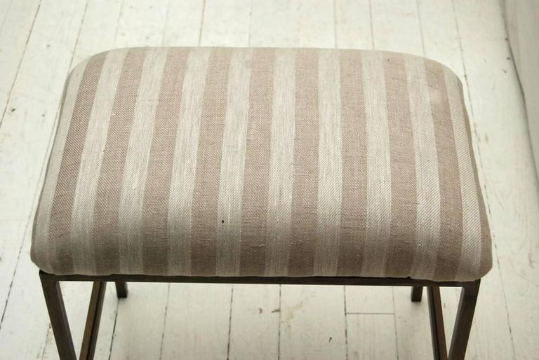 American Custom Upholstered Metal Vanity Bench For Sale
