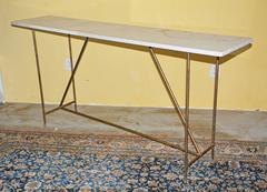 Custom Made to Order Rustic Marble and Iron Console Table by BH&A