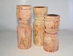 Rustic Antique Wood Candle Holders