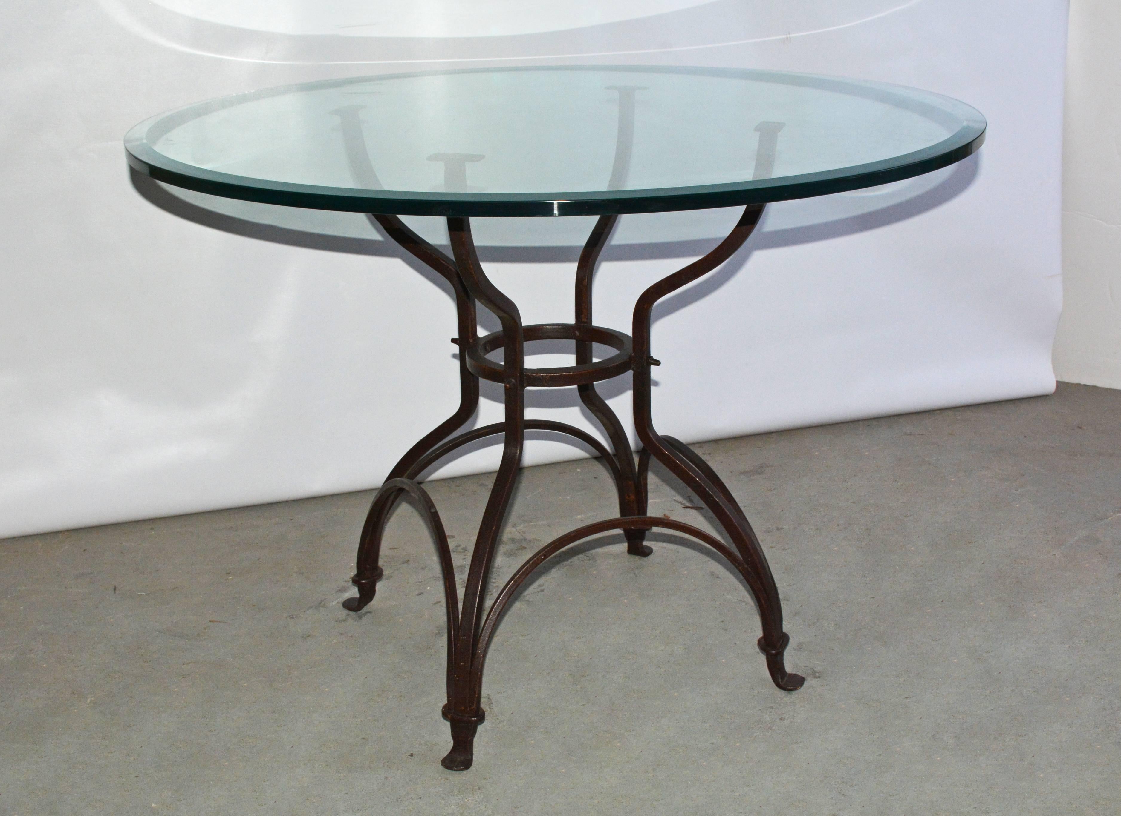 glass top table with metal base
