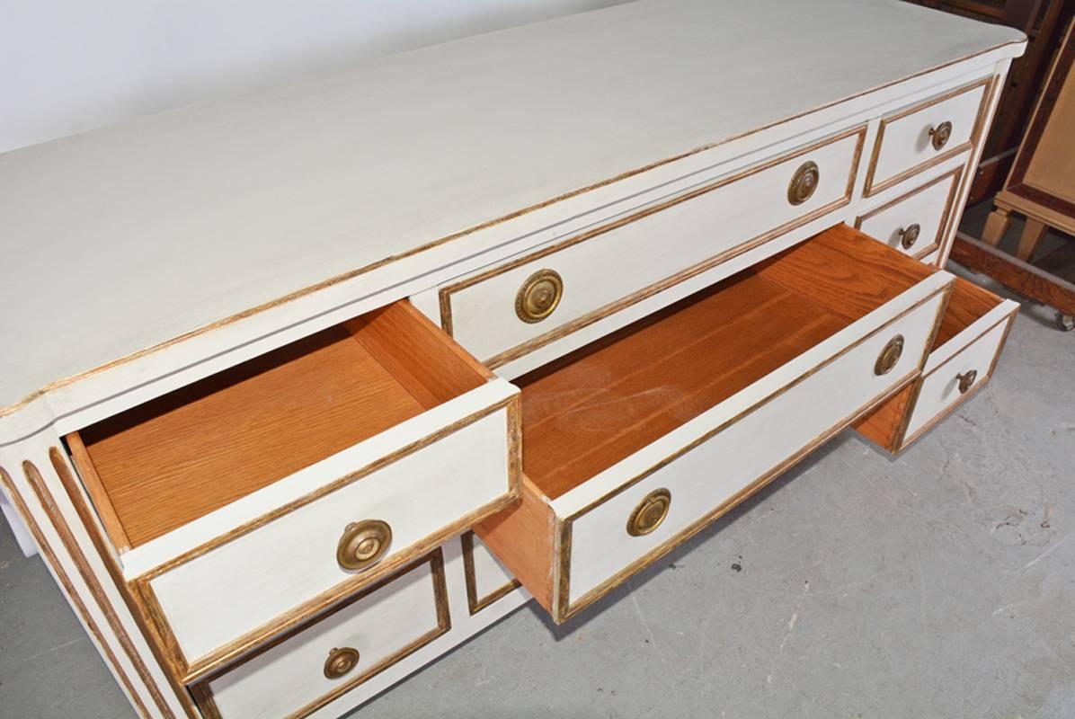 American Vintage Neoclassical Dresser with Nine Drawers