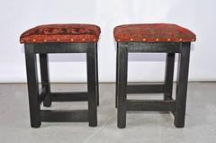 Pair of Contemporary Kilim Covered Stools