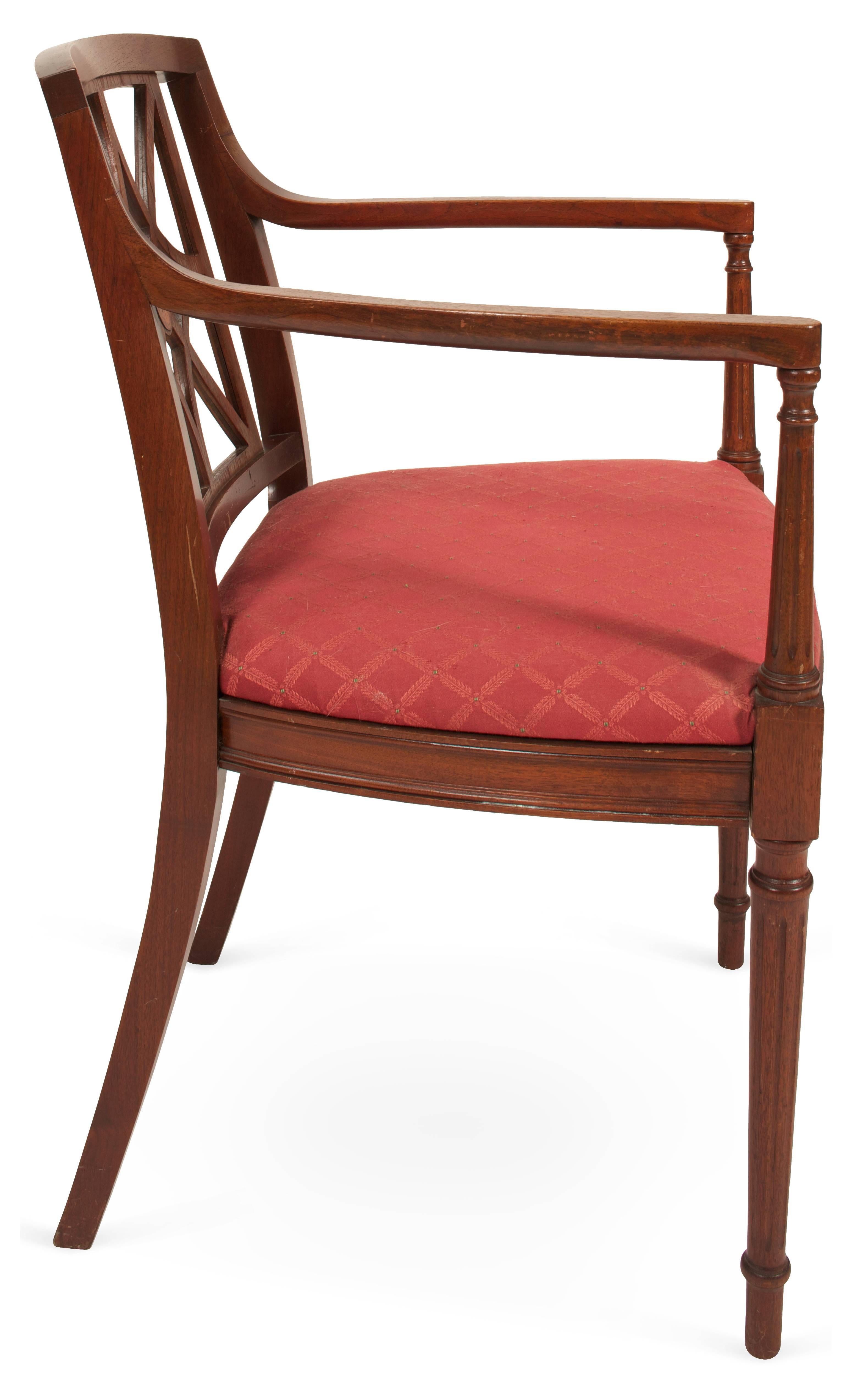 Hand-Crafted Sheraton Style Fretwork Armchair For Sale