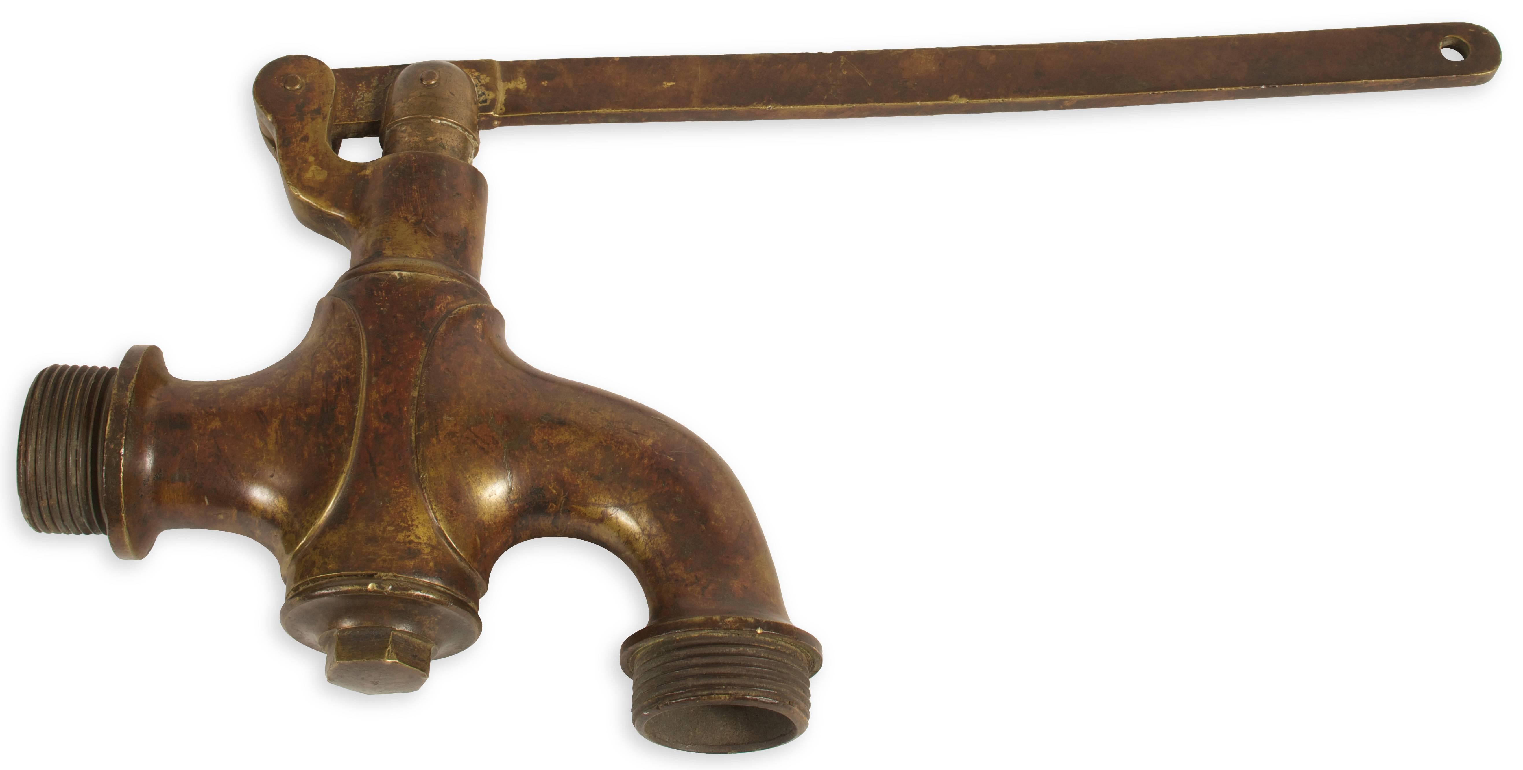 From France, the tap or faucet has a pump action. Great collectible for those knowledgable about wines. Can be adapted as a faucet for garden sink or workroom sink a la Bunny Williams' bathroom set-up.