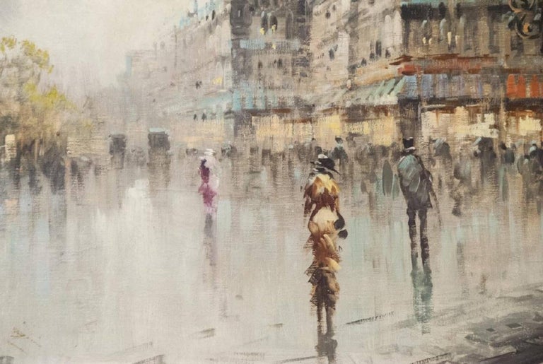 Oil On Canvas Paris Street Scene For Sale At 1stdibs