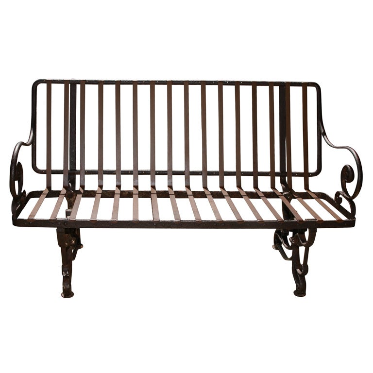 Exceptional cast iron bench with wonderful aged patina.
Keywords:  benches, park bench, garden bench, patio furniture.



   