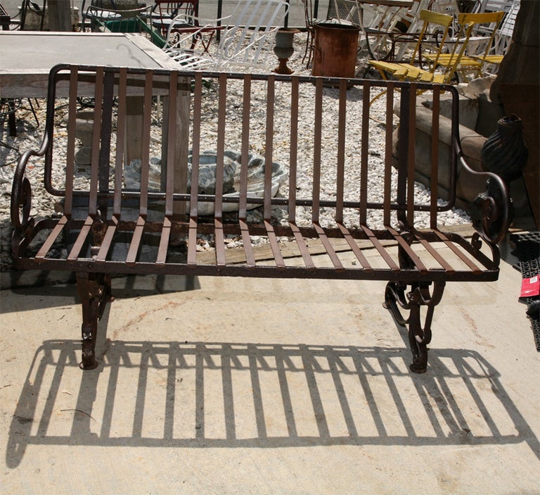 Antique French Iron Park Bench For Sale at 1stDibs